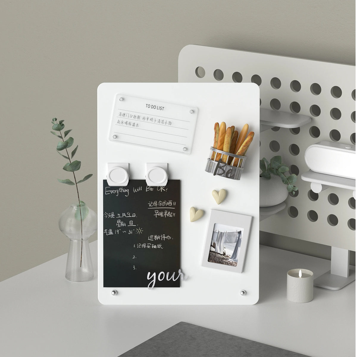 tableau blanc magnétique moderne cadre aluminium stylo porte photo calendrier plantes salopes salopes salopes