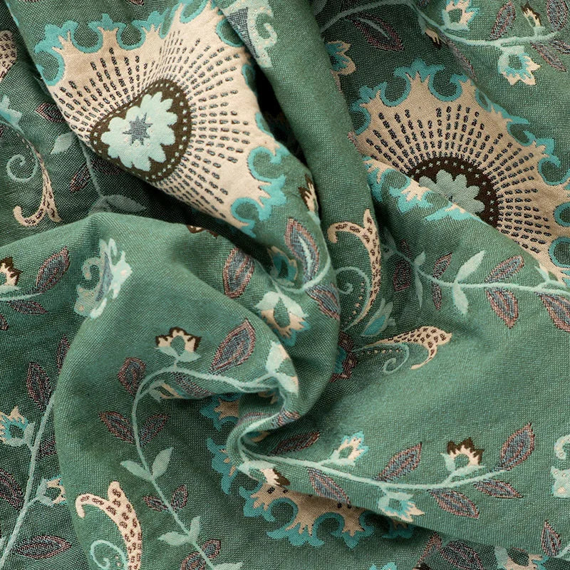 couverture coton jacquard fleur complexe vert beige marron rose traditionnelle hiver été canapé lit