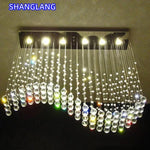 suspension lumineuse moderne cristal transparentes chaînes argentées salle bain élégante 90 260V