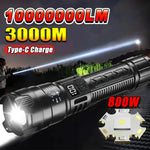 lampe torche rechargeable led puissante 2000lm noir texturé moderne camping randonnée auto défense