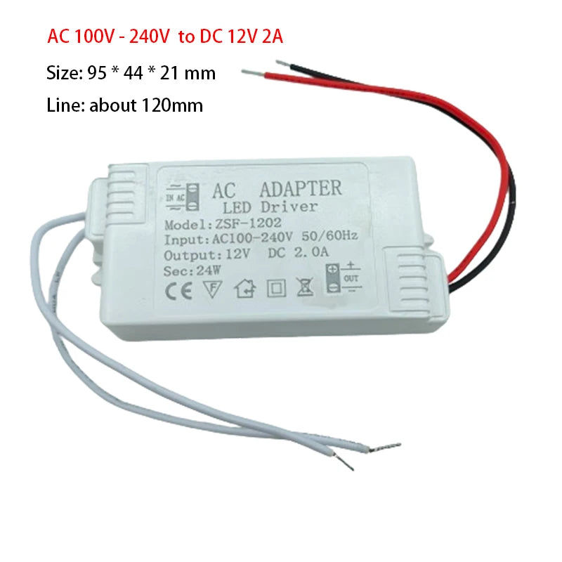 adaptateur led driver 12v 1a 6w 2a 24w 3a 36w 4a 48w 5a 60w