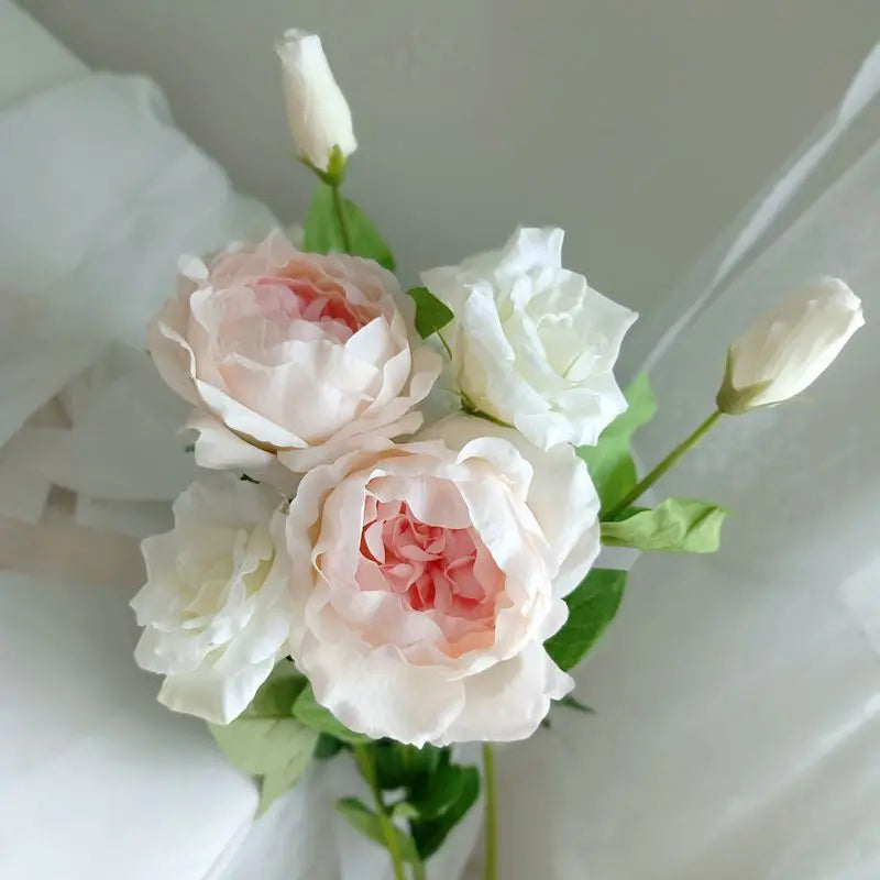fleurs artificielles pivoine rose clair douces ondulées mariage anniversaire intérieur decoration