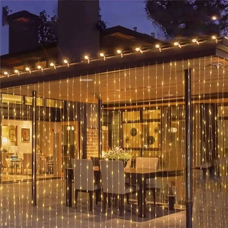 rideau lumineux blanc moderne 3m 3m 300 leds clips solar ip65 decorationextérieur