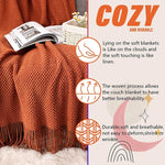 couverture lit orange motif waffle texture bulles confortable moderne canapé salon maison