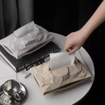boîte mouchoirs résine moderne gris beige papier froissé minimaliste chambre