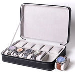 boîte montres simili cuir zipper 10 compartiments supports classique vert noir gris