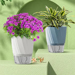 pot fleur auto arrosant double couche plastique moderne plante intérieur blanc
