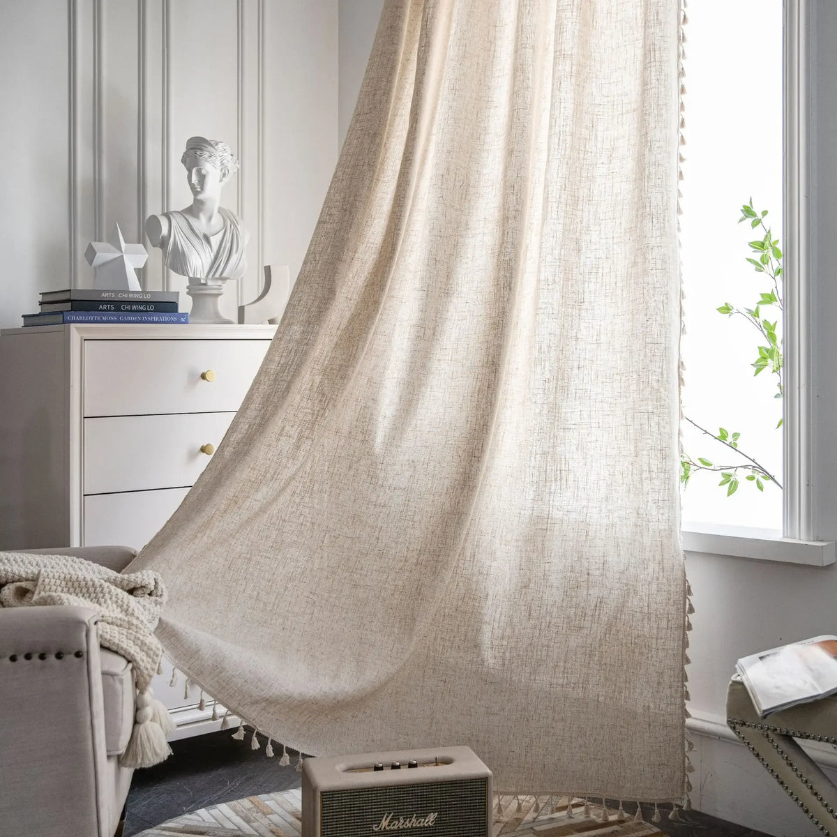 Rideau Translucide Blending Bipartite Extérieur Plate Transparent Décoratif Vintage Hôpital Salon