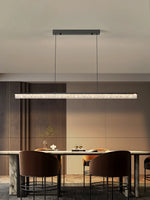 lampe suspendue linéaire moderne noire cristal transparent table salle manger cuisine lustre