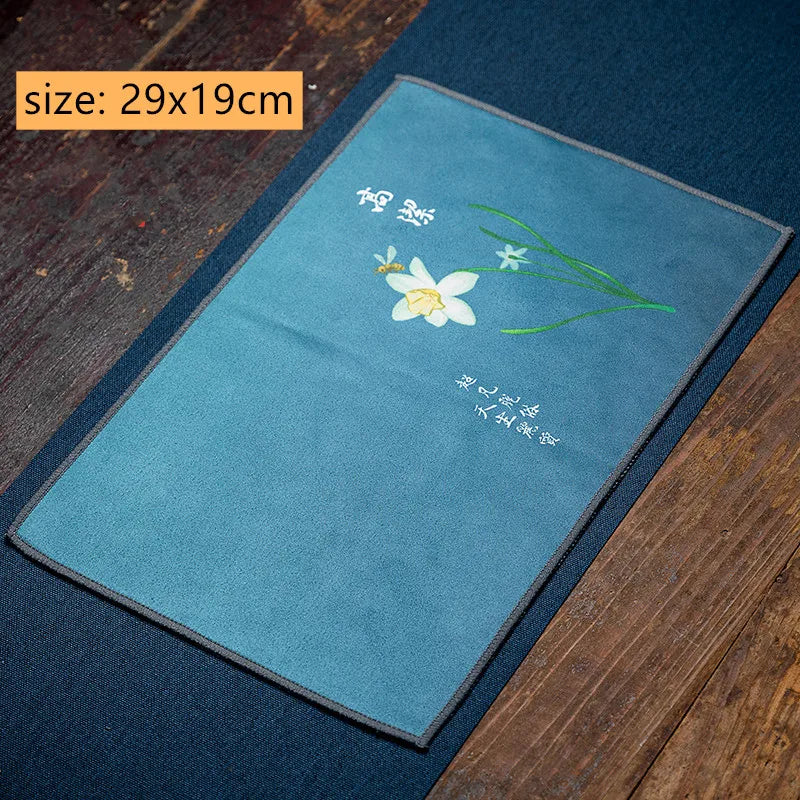 serviettes table bleu vert fleurs oiseaux paysages traditionnelles élégantes absorbantes coton thermiques