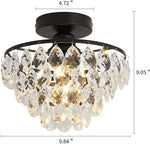 Suspension lumineuse cristaux or transparents classique fixations LED moderne