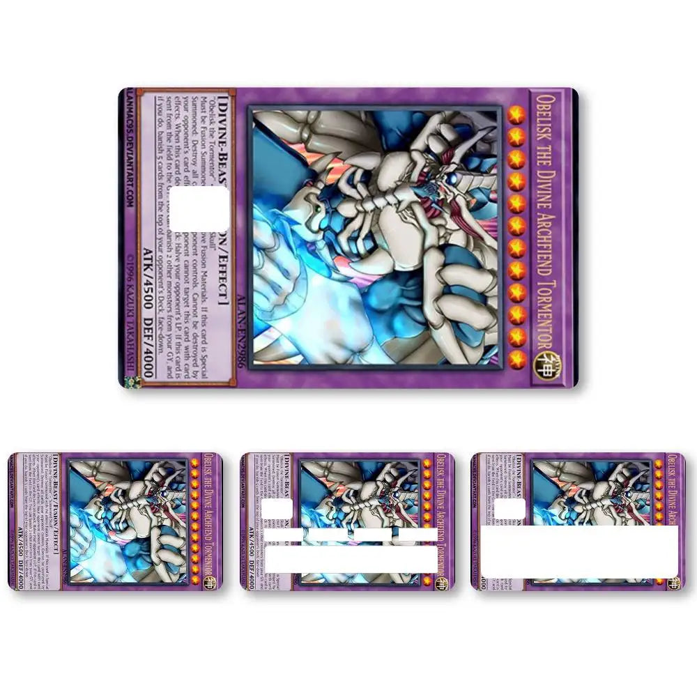 autocollants cartes crédit multicolores dessin animé illustrations fantastiques adhésifs protection cartes jeu set collection