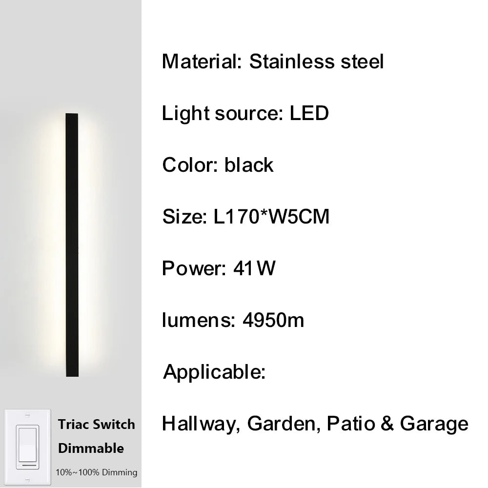 lampe murale led contemporaine noire ip67 gradation 10 100 étanche fixation