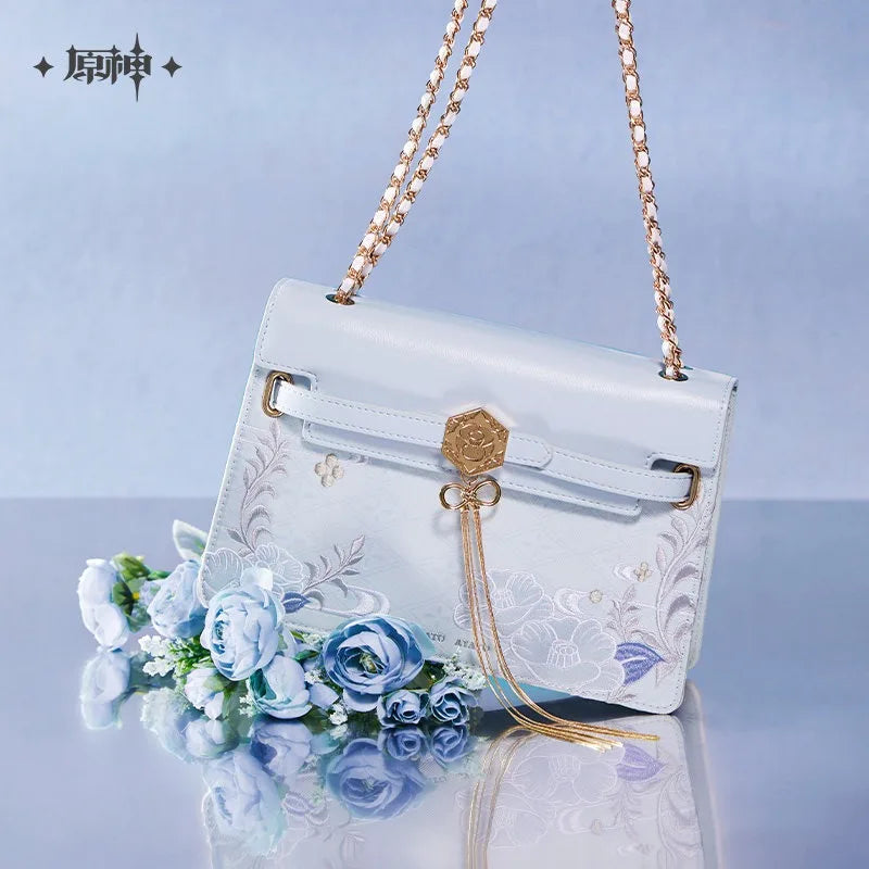 sac main cuir blanc imprimé floral chain dorée deco otaku fan cadeau