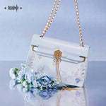 sac main cuir blanc imprimé floral chain dorée deco otaku fan cadeau