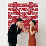 décoration murale mariage papier découpé artisanal motifs floraux rouge adhésif traditionnel chinois