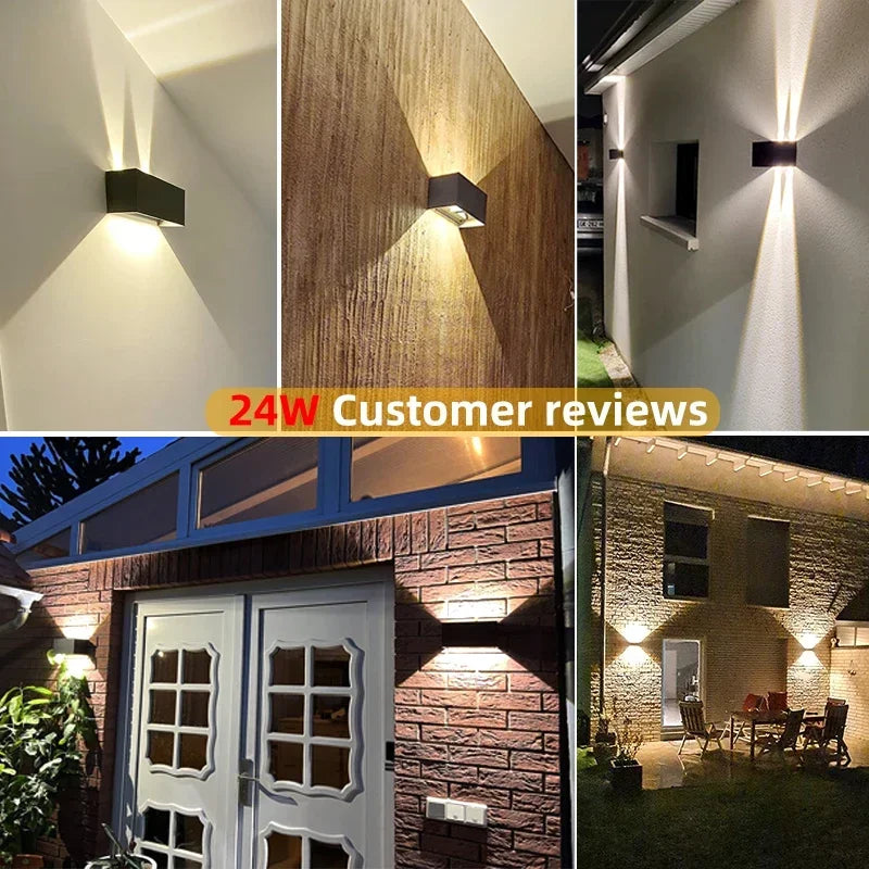 applique murale contemporaine led 24w 12w 6w noir blanche aluminium étanche ip65