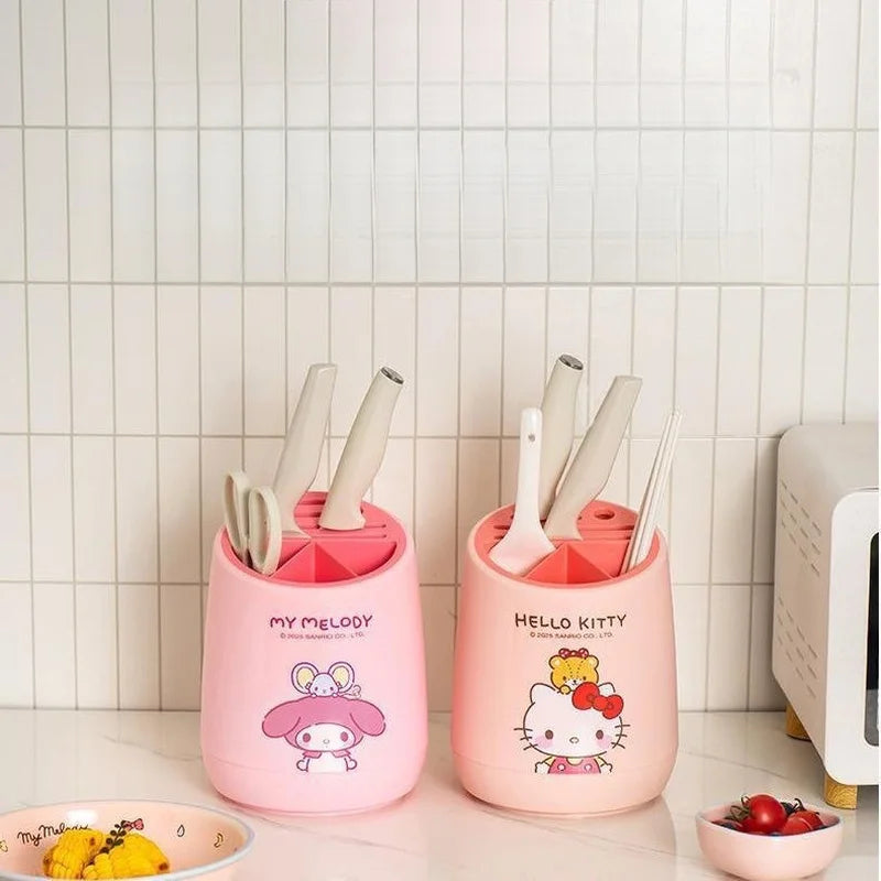 pot ustensiles hello kitty rose dessin animé moderne couteaux cuillères assiette rangement cuisine plastique