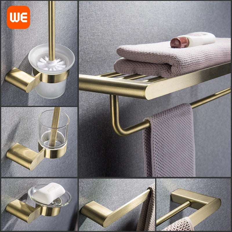 accessoires salle bain moderne porte serviettes doré porte savon porte gobelet porte lotion fixations