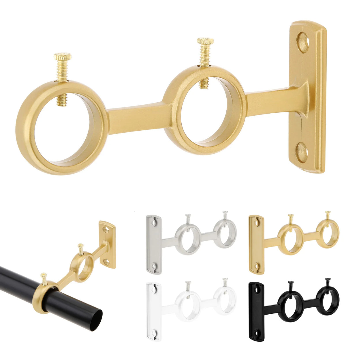 support rideau moderne or noir blanc vis fixations anneau suspension chambre salon