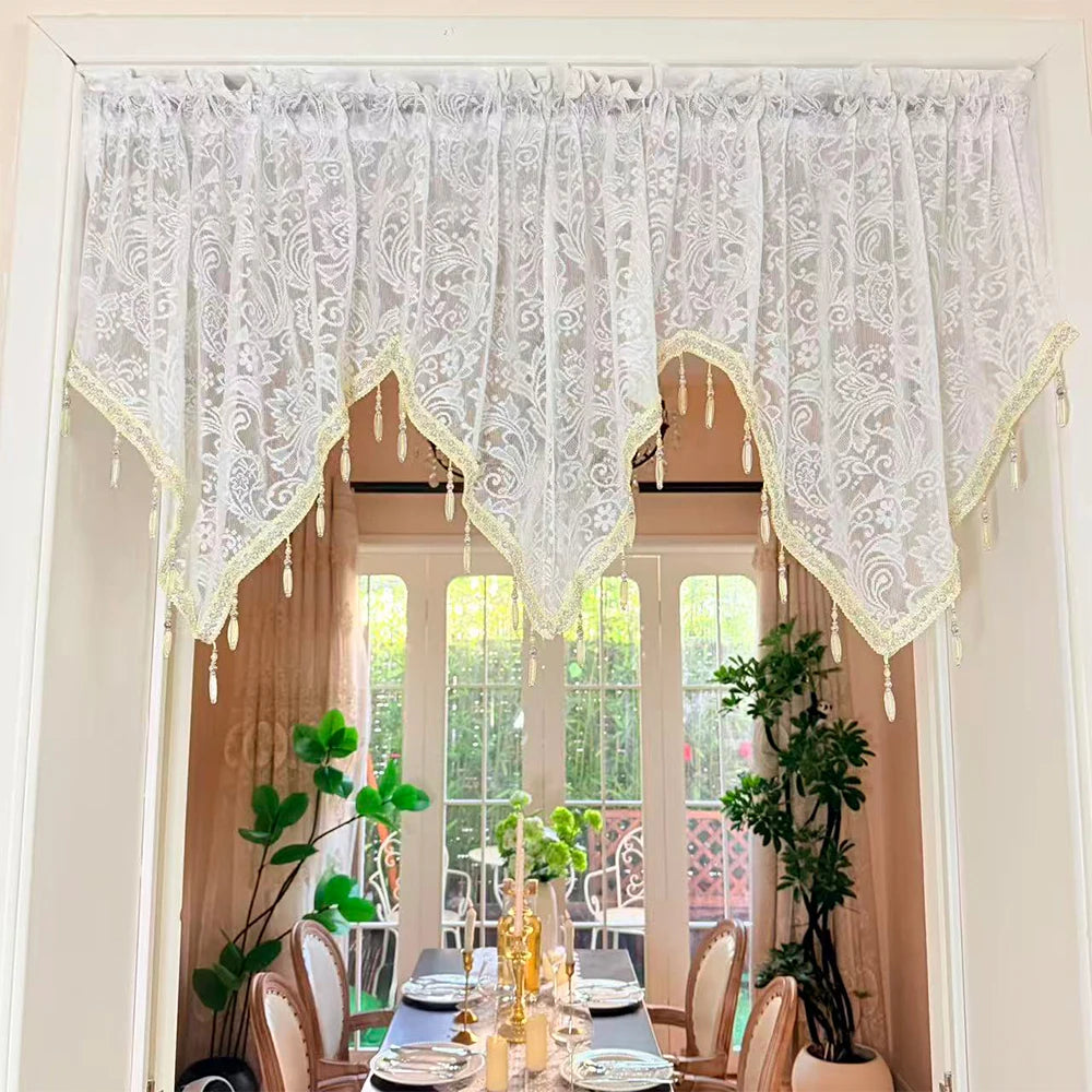 rideau noir broderie florale transparent classique pendantes salle manger entrée