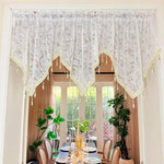 rideau noir broderie florale transparent classique pendantes salle manger entrée