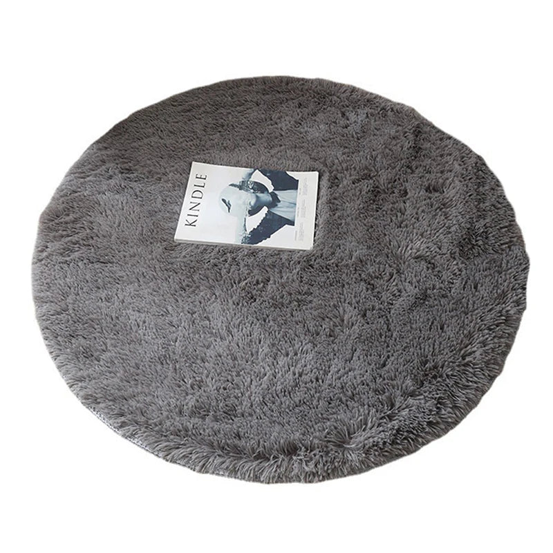 tapis rond doux uni beige blanc vert marron gris moderne intérieur chambre salon