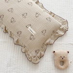taie d'oreiller bébé ans coton floral cerises vintage beige clair motif animal compagnie jacquard