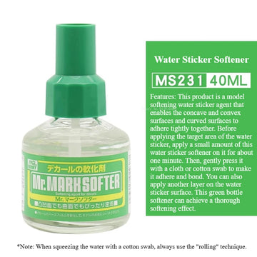 liquide adoucissant decalques 40ml bleu vert bouteille mr mark setter softener accessoire modelage transparent