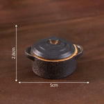 miniatures plats soupe gris noir orange artisanal rustique couvercle assiette deco cuisine poupée bricolage