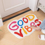 tapis bain antidérapant polyester lettres relief moderne absorbant doux salle bain
