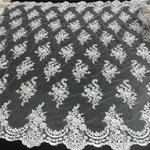 tissu dentelle polyester blanc noir floral translucide élégant mariage robes