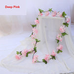guirlande fleurs artificielles mariage rose clair blanc décoratif intérieur romantique 1.8m 135 têtes