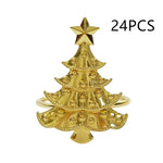 boucles serviette métal arbre noël vert doré rouge festive clips