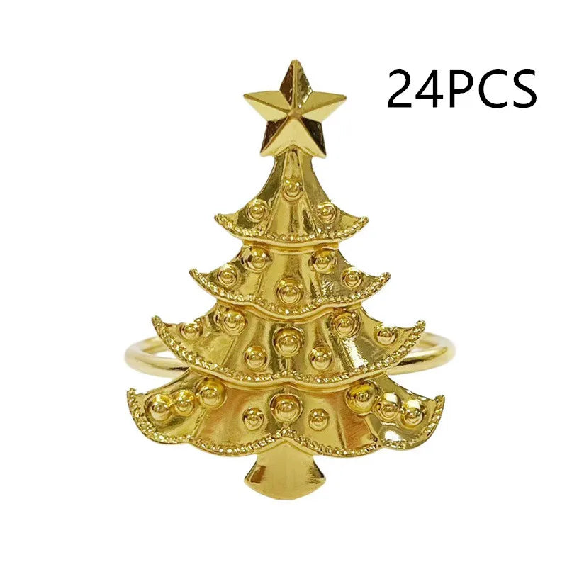 boucles serviette métal arbre noël vert doré rouge festive clips