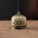 censer artisanal bronze ornementé motifs géométriques vintage floral deco maison