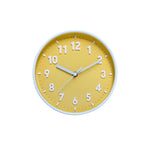 horloge murale moderne bleu clair vert pastel rose pâle jaune violet noir blanc chiffres