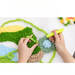 tapis décoratif tapisserie artisanale motif floral couleurs vives créatif tapis mousse boules laine