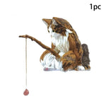figurines chats décoration suspendue peluche tringle maison blanc noir orange