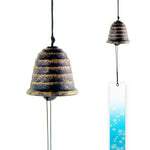 cloches vent moderne motif abstrait poissons vagues océan bleu vert noir jaune