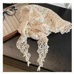 foulard dentelle motif floral blanc cassé classique vintage été femme junior décontracté polyester haute
