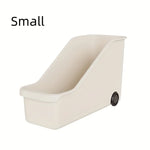 bac rangement moderne boîte stockage réutilisable roulettes poignée beige clair plastique