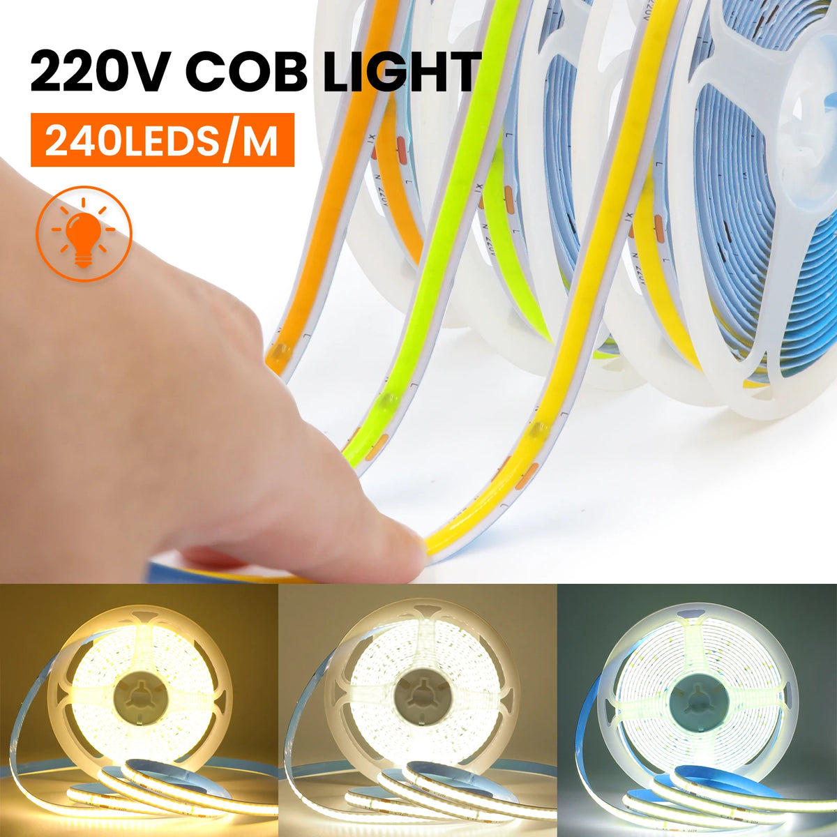 ruban led blanc decoupable 240leds/m 220v moderne adhésif 3000k 6500k salon