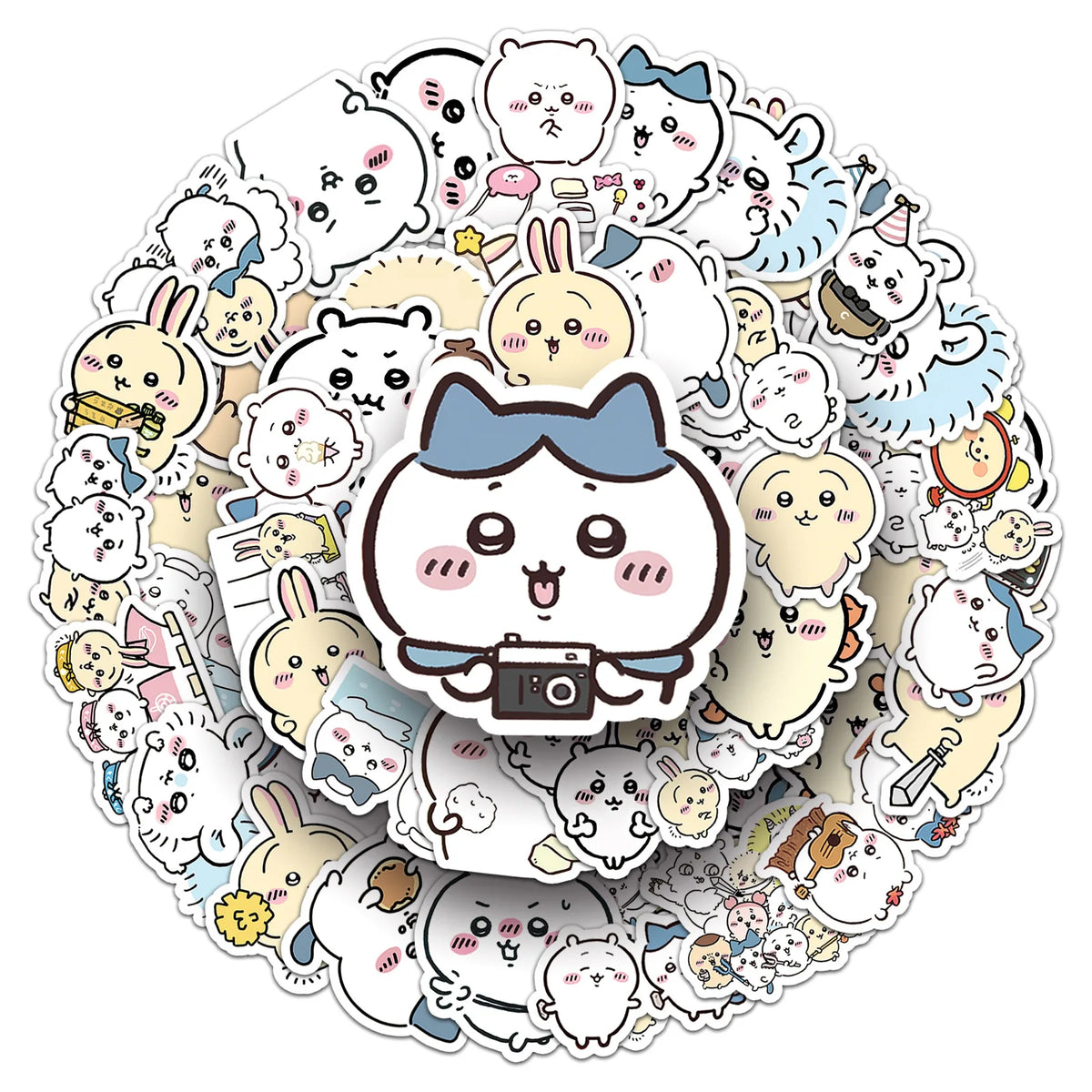 stickers kawaii dessins animés blanc beige bleu rose vert noir 10pcs 30pcs 50pcs