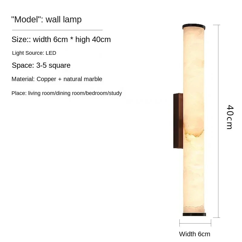 applique murale moderne marbre naturel cuivre lampe led salon chambre coucher décoration luxe