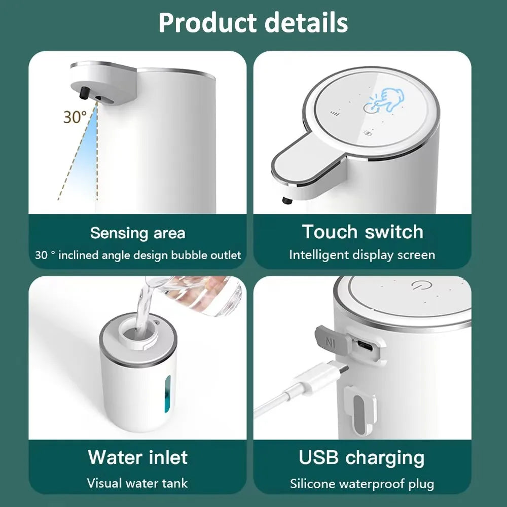 distributeur automatique savon noir blanc rechargeable tactile moderne minimaliste