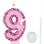 bougies anniversaire forme chiffres rose pailletées papillons relief festives