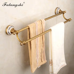 accessoires salle bain doré antique élégants détails floraux classiques porte serviettes double simple porte