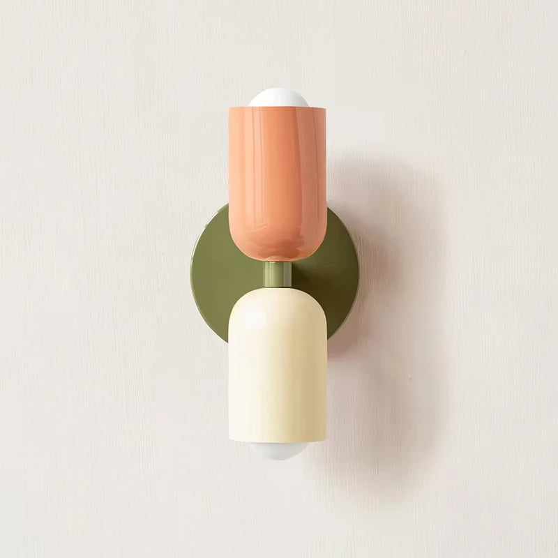 applique murale moderne métal vert olive rouge beige orange fixée mur led