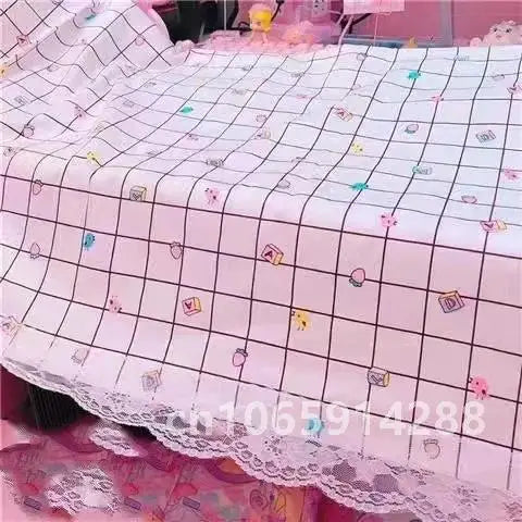 nappe rose carreaux blanches table maison kawaii décoration festive imperméable polyester rectangle
